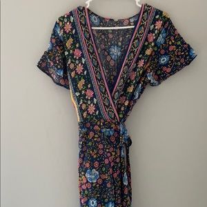 Printed Maxi Wrap Dress